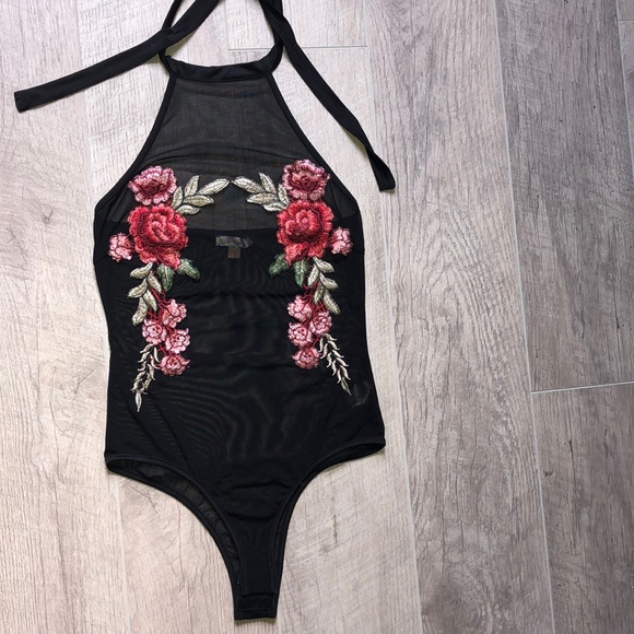 Luxxel Other - Sheer Floral One Piece